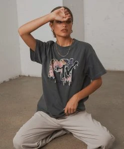 Rolla's New & Most Loved Tomboy MTV Tie Dye Tee - Black