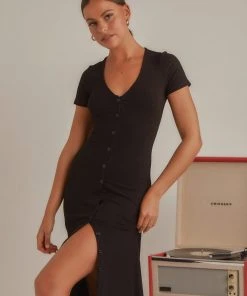 Peppermayo New & Most Loved Sliding Doors Midi Dress - Black