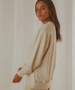 Tonal Stacked Thrills Company Slouch Fit Crew - Unbleached 8 Tonal Stacked Thrills Company Slouch Fit Crew - Unbleached