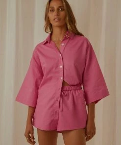 Charlie Holiday New & Most Loved Harlow Oversized Shirt - Magenta