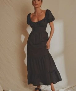 National Breast Cancer Foundation X Peppermayo Europe Local Linen Maxi Dress - Black New & Most Loved