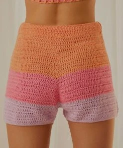 Peppermayo Exclusive New & Most Loved Sunburst Crochet Shorts - Pink