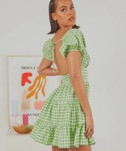 Peppermayo Exclusive Gianna Mini Dress - Green Gingham