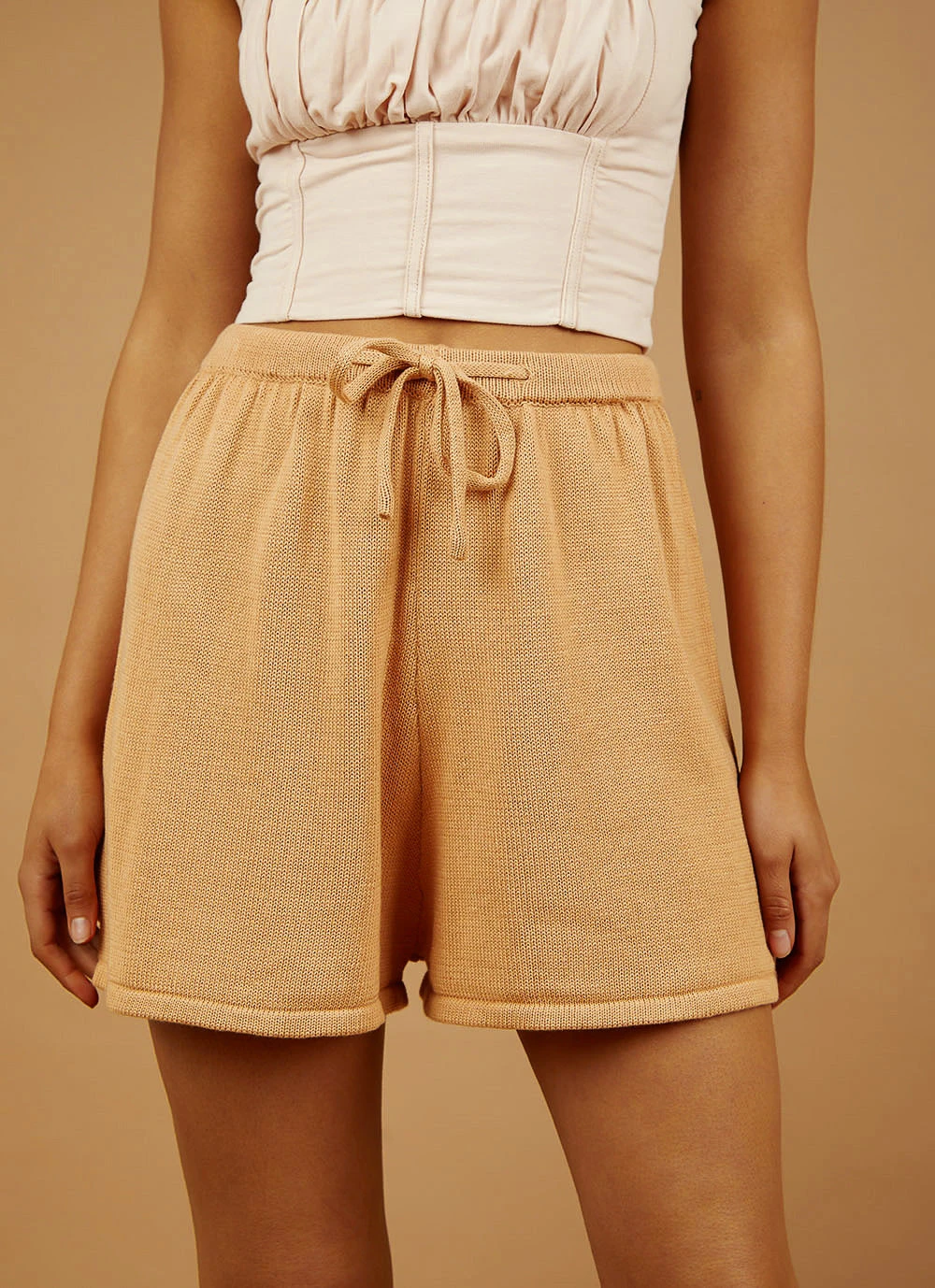 Peppermayo New Bottoms Low Tide Knit Shorts - Tan 1 Peppermayo New Bottoms Low Tide Knit Shorts - Tan