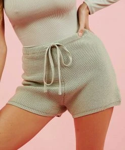 Peppermayo New Bottoms Fine Line Knit Shorts - Khaki
