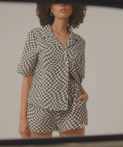 Vacancy Supply Turbocharge Organic Linen Shirt - Charcoal-White New & Most Loved