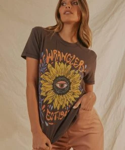 Wrangler Eye Flora Tee - Worn Black New & Most Loved