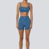 LaHana Swim Fleur Biker Short - Blue Zebra