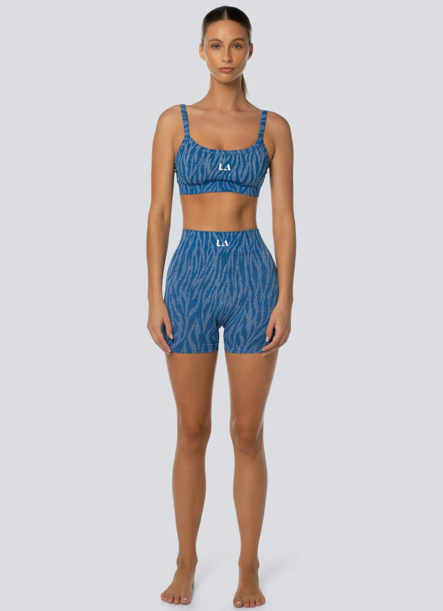 LaHana Swim Fleur Biker Short - Blue Zebra 1 LaHana Swim Fleur Biker Short - Blue Zebra