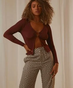 Peppermayo Pamela Long Sleeve Top - Choc Brown New & Most Loved