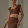 Peppermayo Exclusive Summer Style Crochet Skirt - Choc Brown