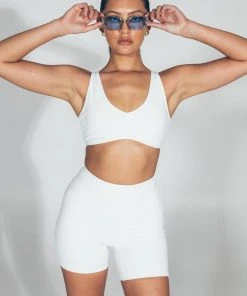 LaHana Swim Pippa Biker Short - Ribbed White New & Most Loved