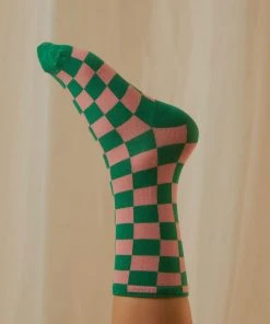 Peppermayo On Record Socks - Green Pink Print