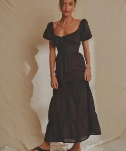 National Breast Cancer Foundation X Peppermayo Europe Local Linen Maxi Dress - Black New & Most Loved