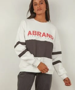 Abrand A Oversized Panelled Sweater - White Black New & Most Loved