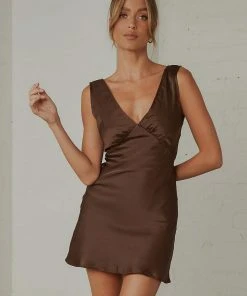 Peppermayo Exclusive Audrey Vintage Slip Dress - Choc Brown