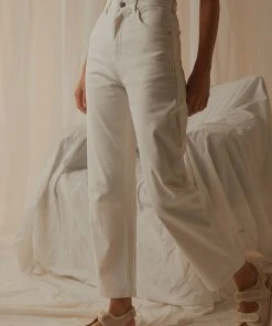 Afends Shelby - Hemp High Waist Wide Leg Jean - White