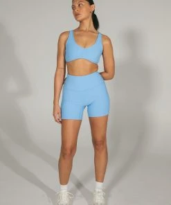 LaHana Swim New Bottoms Pippa Biker Short - Ribbed Blue