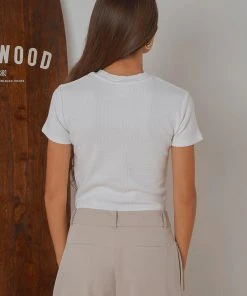 Afends New & Most Loved Erin Waffle Fitted Tee - White