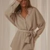 Peppermayo Exclusive Sianne Mini Shirt Dress - Taupe New & Most Loved