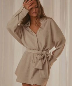 Peppermayo Exclusive Sianne Mini Shirt Dress - Taupe New & Most Loved