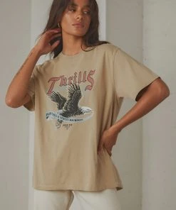 Thrills Storm The Castle Merch Fit Tee - Vintage Khaki New & Most Loved