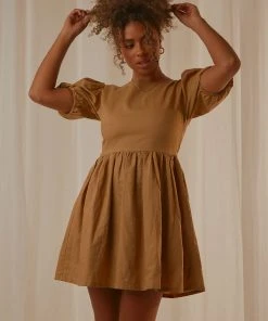 Nude Lucy Nima Linen Mini Dress - Oak