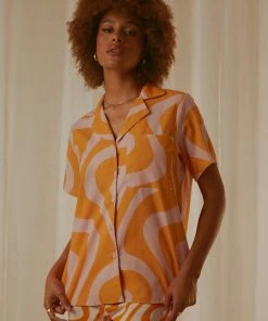 Peppermayo Exclusive Feels Like Sunday Shirt - Orange Wave New & Most Loved