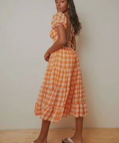 Peppermayo Blissful Midi Dress - Orange Check 8 Peppermayo Blissful Midi Dress - Orange Check