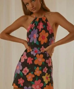 Peppermayo Exclusive New & Most Loved Love From Europe Halter Dress - Noir Bloom