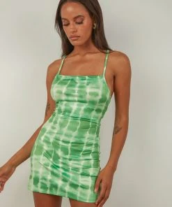 Peppermayo Dream Of Me Mini Dress - Green Tie Dye