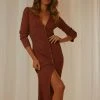 Peppermayo This Is Heaven Knit Midi Dress - Choc Brown