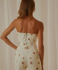 Peppermayo Exclusive Fashion Flashback Bustier - Chocolate 90s Motif