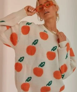 Peppermayo New & Most Loved Pick Me First Knit Sweater - Orange Print