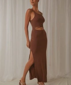 Peppermayo Los Angeles Midi Dress - Choc Brown New & Most Loved