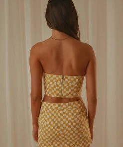 Peppermayo Exclusive Luisa Bustier Top - Yellow Check