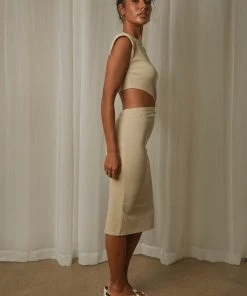 4th & Reckless New & Most Loved Vita Dress - Nude Rib Jersey