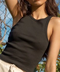 Peppermayo Exclusive New & Most Loved Blank Canvas Ribbed Tank - Black