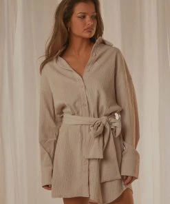 Peppermayo Exclusive Sianne Mini Shirt Dress - Taupe New & Most Loved
