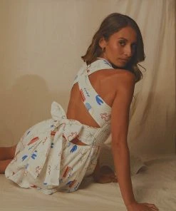 Peppermayo Exclusive European Towns Linen Mini Dress - Santorini New & Most Loved