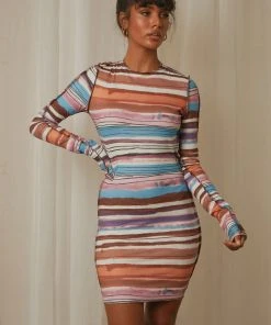Peppermayo The Holiday Mini Dress - Multi Stripe New & Most Loved