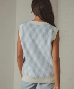 Peppermayo Young Forever Knit Vest - Blue Check New & Most Loved 9 Peppermayo Young Forever Knit Vest - Blue Check New & Most Loved