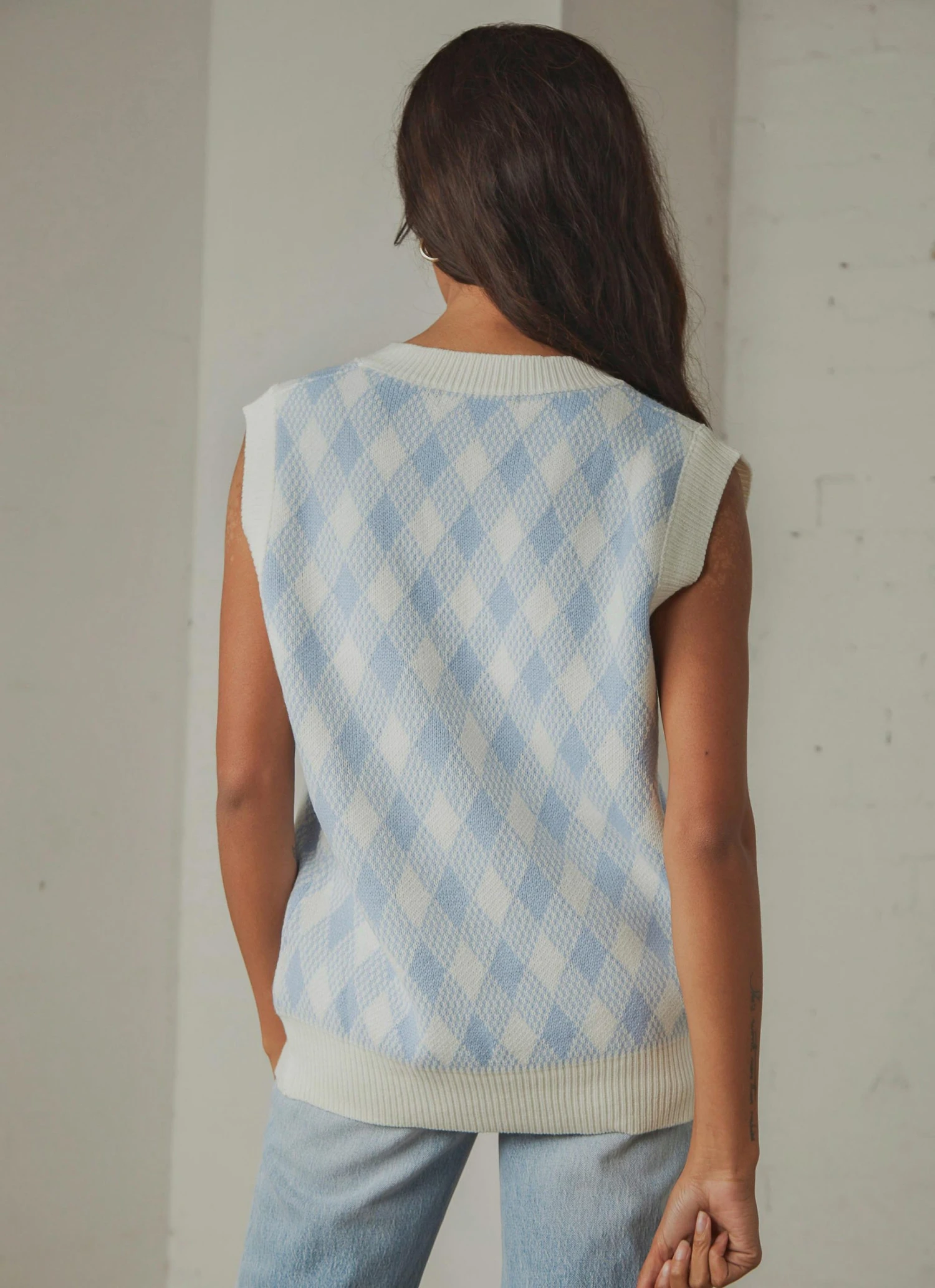 Peppermayo Young Forever Knit Vest - Blue Check New & Most Loved 5 Peppermayo Young Forever Knit Vest - Blue Check New & Most Loved