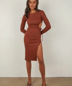 Peppermayo Until The End Midi Dress - Choc Brown