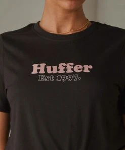 Huffer Stella Fairside Tee - Black New & Most Loved