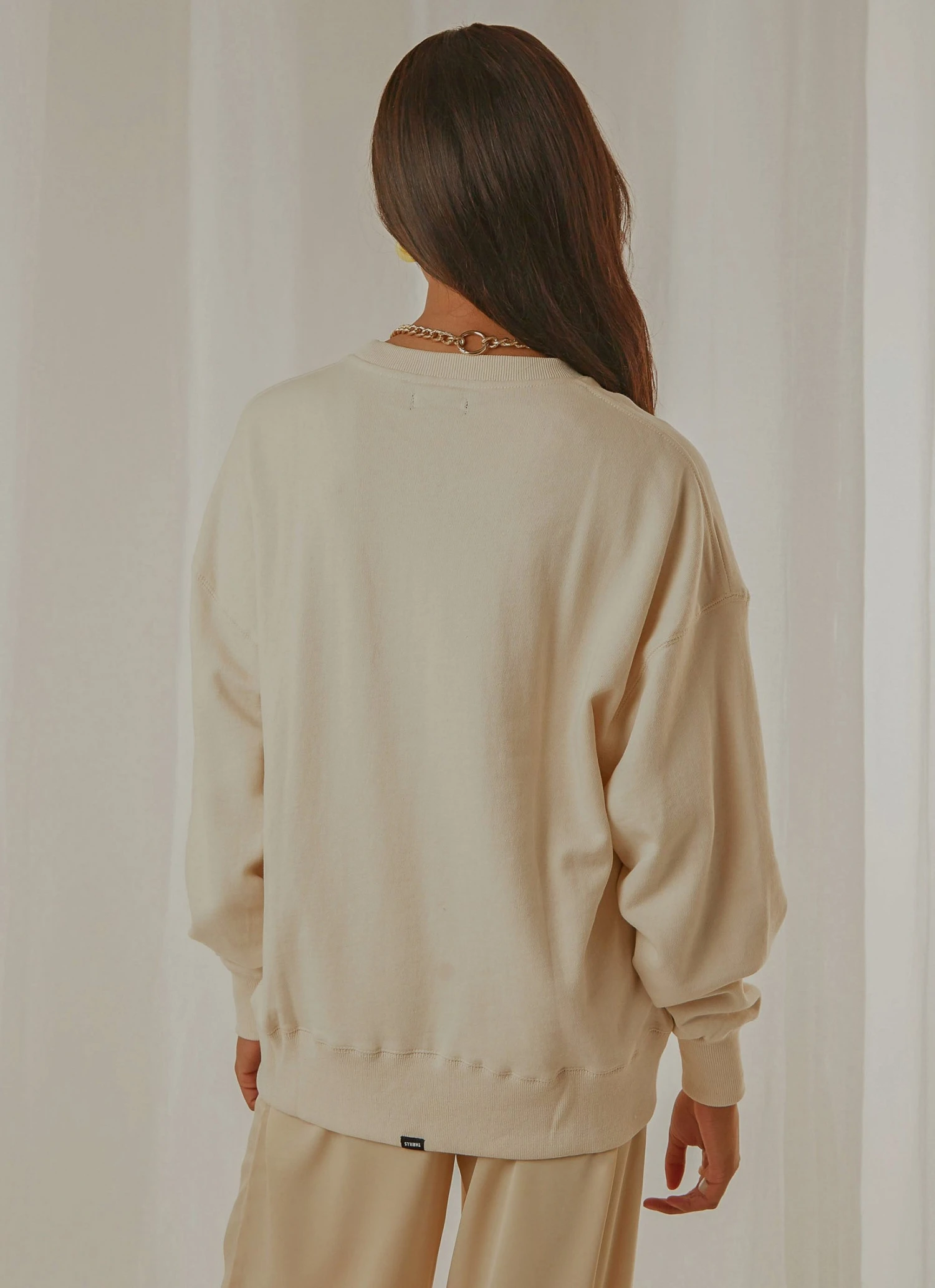 Tonal Stacked Thrills Company Slouch Fit Crew - Unbleached 5 Tonal Stacked Thrills Company Slouch Fit Crew - Unbleached