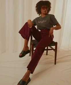 Afends New & Most Loved Maisie Hemp Corduroy Flared Pant - Wine