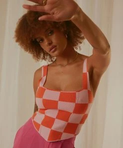 Peppermayo Exclusive New & Most Loved Alfresco Nights Bustier Top - Pink Check