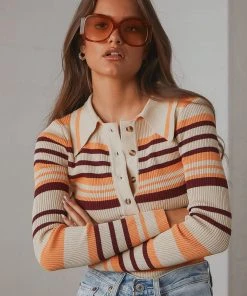 Peppermayo 70s Nights Bodysuit - Orange Stripe New Tops