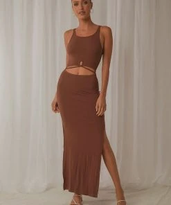 Peppermayo Los Angeles Midi Dress - Choc Brown New & Most Loved